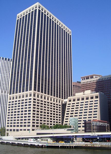 Office tower at 55 Water Street, located along the East River in Lower Manhattan, New York City.