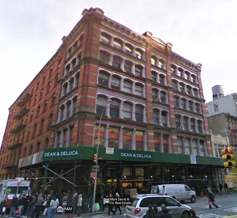 Office building on the corner of Broadway and Crosby Street in Midtown South, New York City.