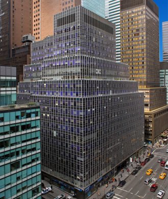 The Western Publishing Building at 850 3rd Avenue, a Class A office tower in the Plaza District.