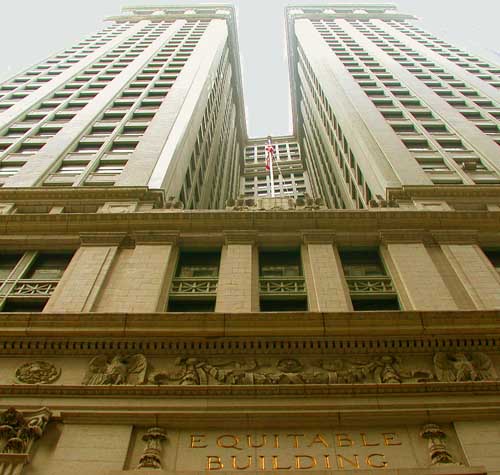 The Equitable Life Building, a Class A Beaux Arts office tower at 120 Broadway, Manhattan.