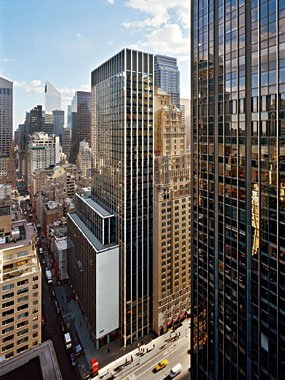 MGM Tower, a LEED-certified green office building at 1350 Avenue of the Americas, Midtown NYC.