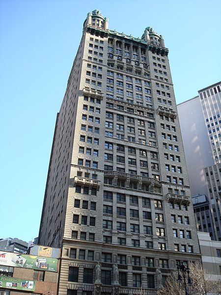 Park Row Building at 15 Park Row NYC, a former office building converted for residential use.