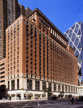 The Fisk Tire Building, a Class A office building at 250 West 57th Street near Carnegie Hall.