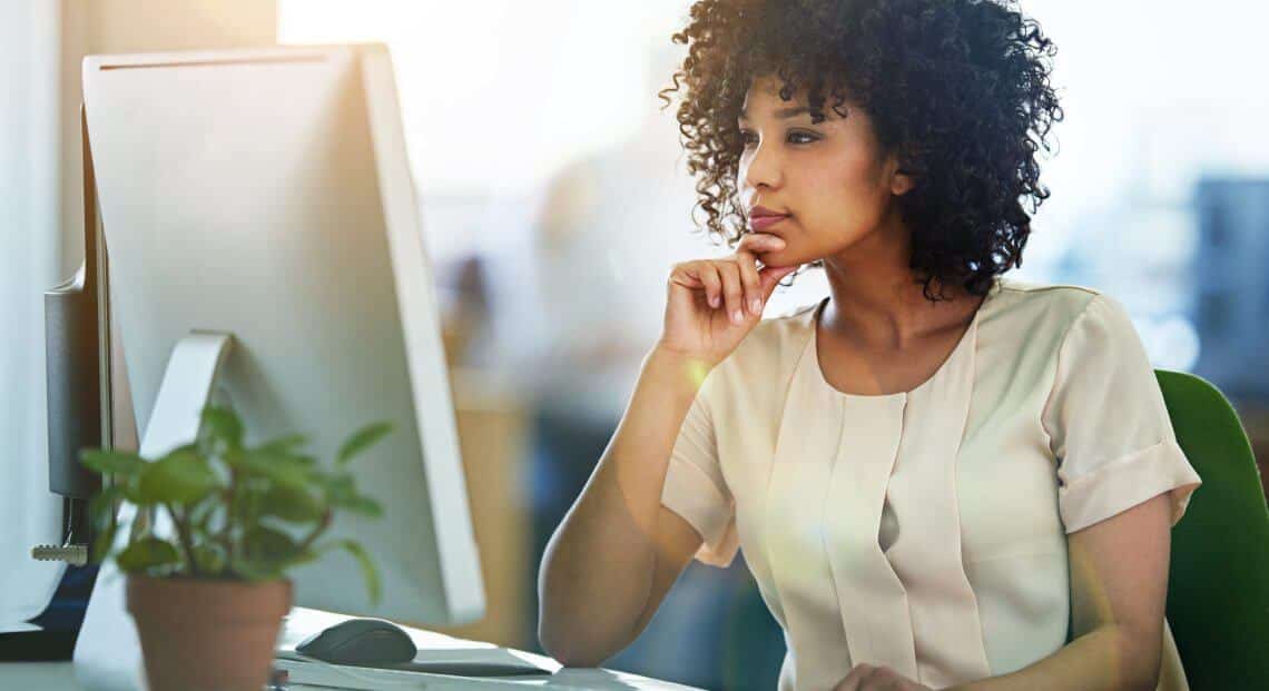 Office worker trying to understand utility charges in Manhattan