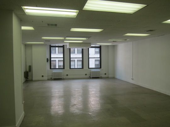 Small Office Space for Lease at 381 Park Avenue South, Drop Ceiling and Polished concrete floors.