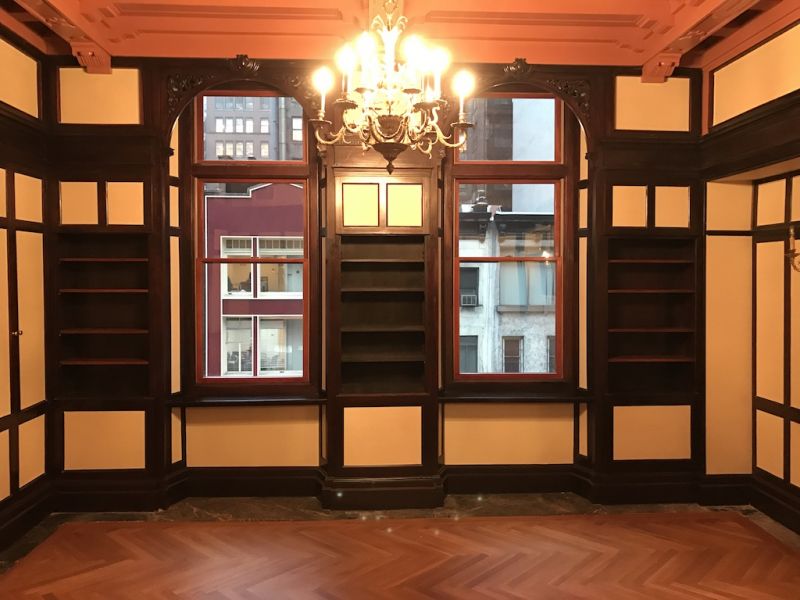 28 46th Street Office Space - Mahogany Walls and Chandelier