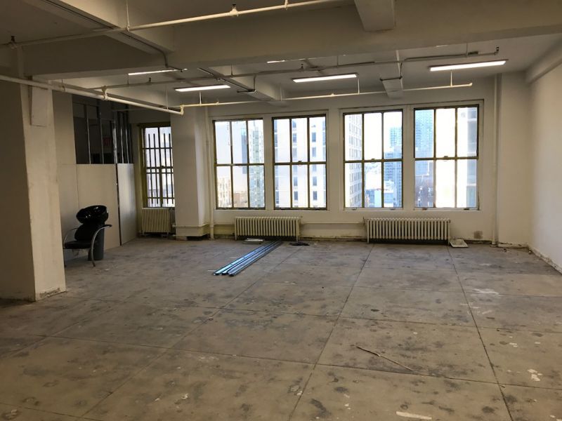 Loft Style Office in white box condition for Lease at 545 Eighth Avenue, NYC, Partial 19th Floor.