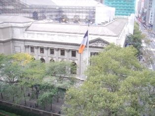 View of New York City Public Library on Fifth Avenue