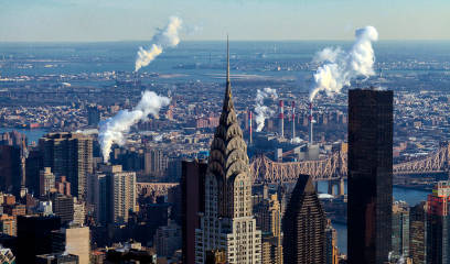 Winter aerial view of Chrysler Building, NYC