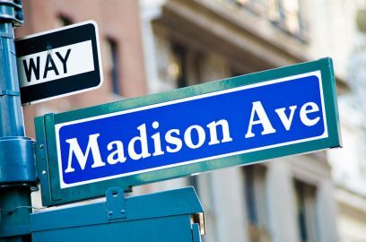 Madison Avenue sign in New York City.