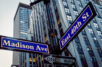 Madison Ave and East 40th St street sign.