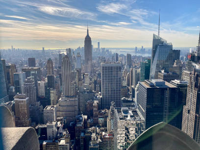 View of Manhattan skyscrapers with Empire State Building in the center