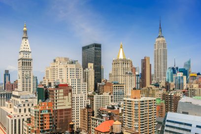 NYC skyline with vibrant Midtown skyscrapers