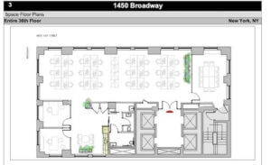 Floor plan, Entire 36th floor, 4,109SF office space listing, 1450 Broadway, New York City