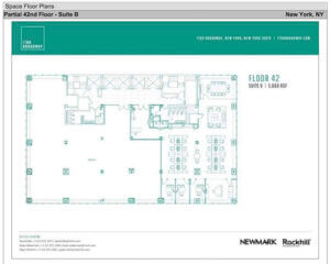 Floor plan, 42 floor, 5,668 SF office rental, 1700 Broadway, Columbus Circle, New York City