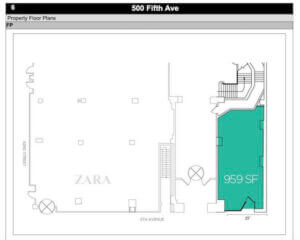 Floor plan, Partial 57th-floor office rental, 500 Fifth Avenue, New York City