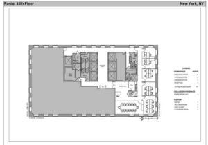 Floor plan, Partial 35th floor, 3,874 SF office space listing, 780 Third Avenue, New York City