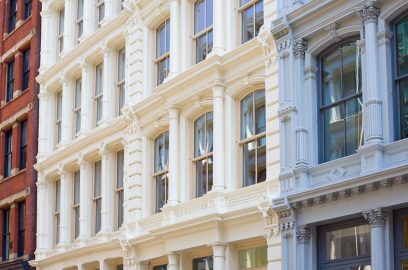 Soho's ornate Cast Iron facades, defining charm in NYC's commercial district.