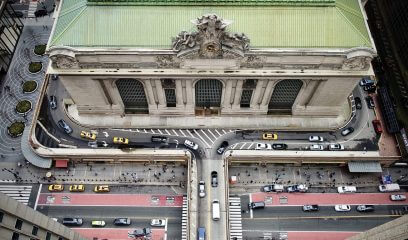 Aerial view of Grand Central Terminal, symbolizing changing office landscapes in NYC.