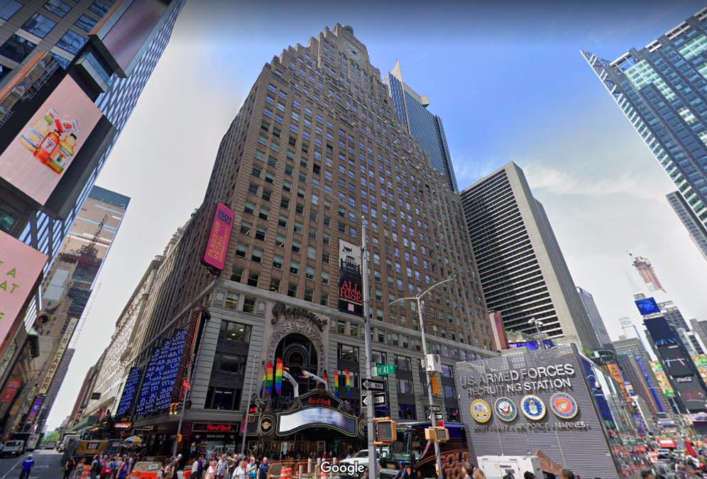 1501 Broadway, also known as The Paramount Building, a Class A office building in Manhattan, NYC.