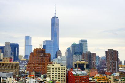 NYC skyline, One World Trade Center, Tribeca: Icons of evolving supertall office spaces.