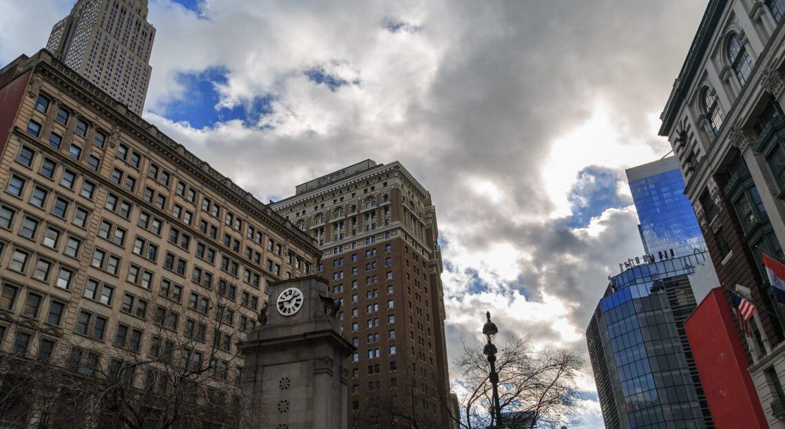 Herald Square buildings, a historic site in NYC's commercial real estate landscape.