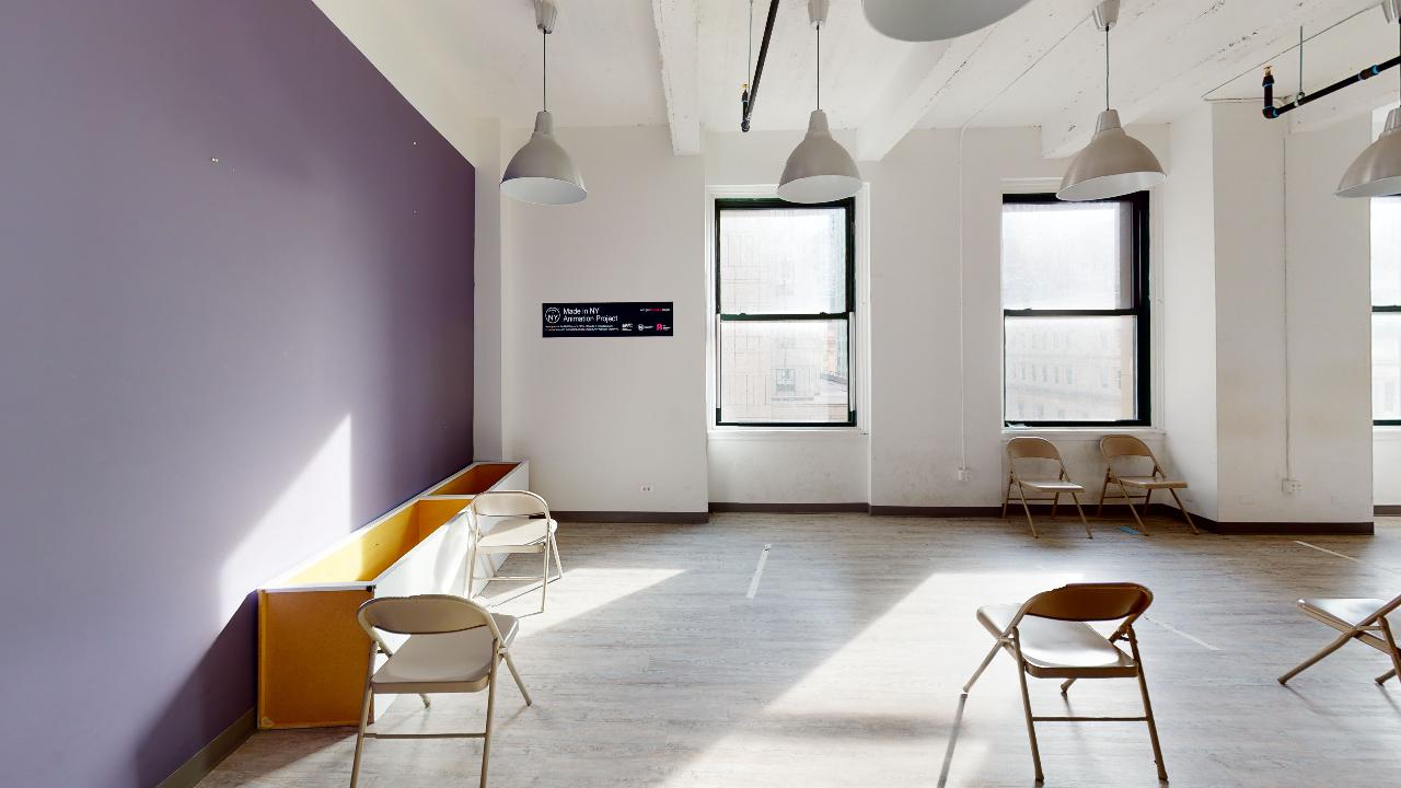 291 Broadway Office Space - Purple and White Walls