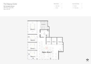 Floorplan of an office space avaiable for sublease, NYC