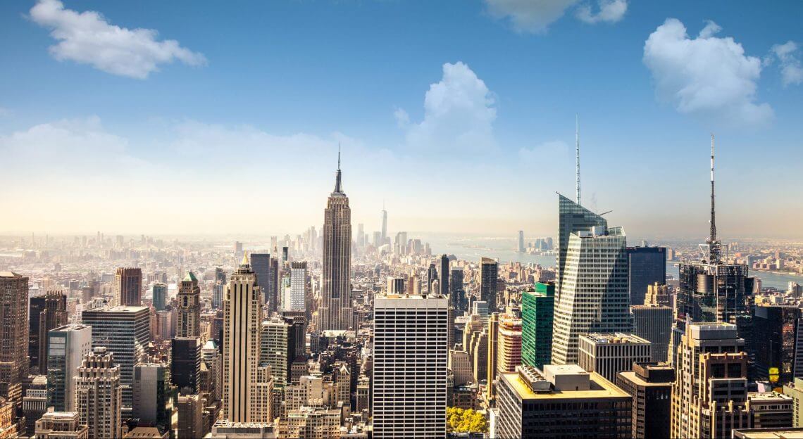 Iconic Empire State Building, centerpiece of Midtown Manhattan's skyline.