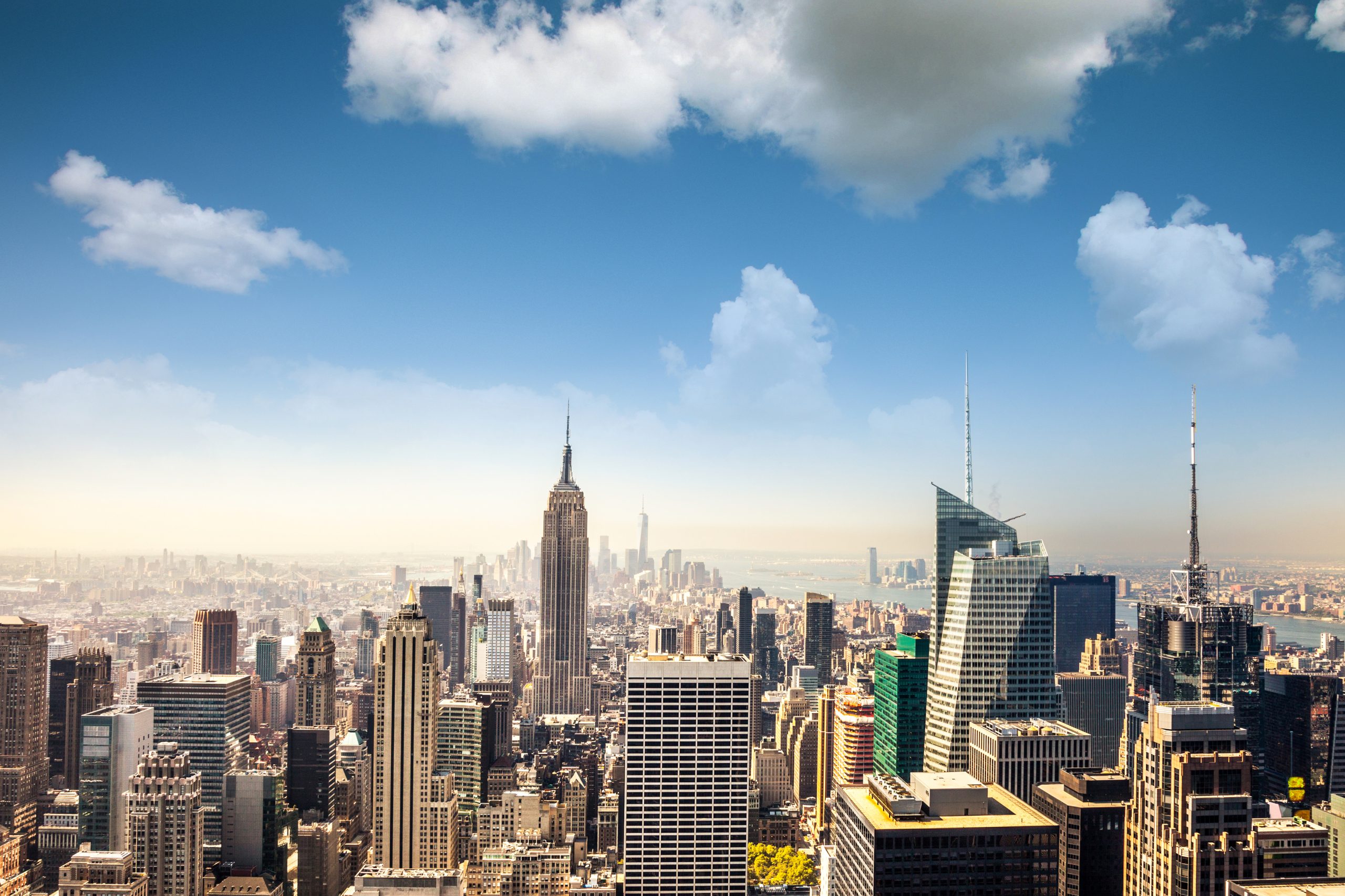 Iconic Empire State Building, centerpiece of Midtown Manhattan's skyline.