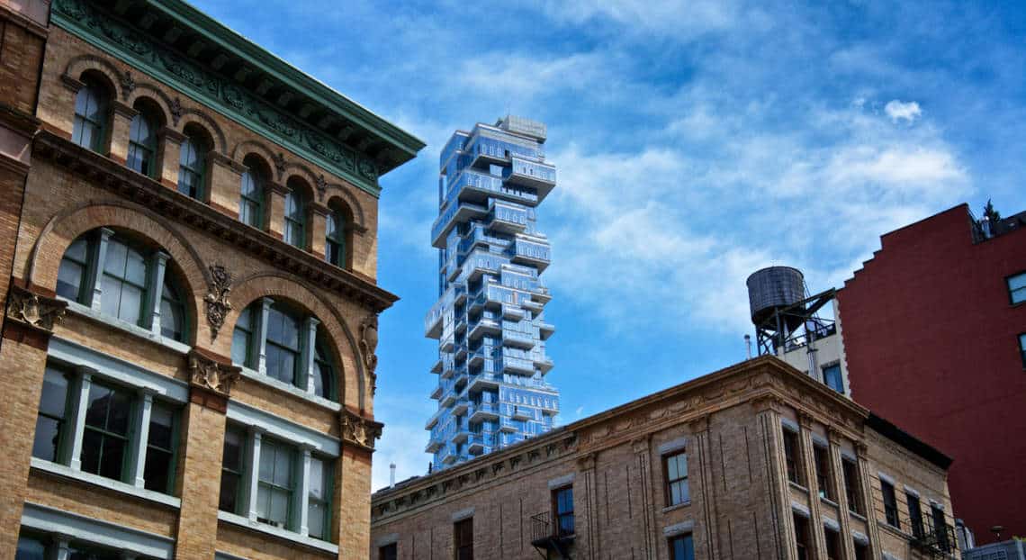 Exploring NYC's commercial real estate, witness iconic and modern skyscrapers, including the Jenga building.