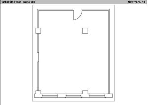 Floorplan of an open-plan loft space in Manhattan.