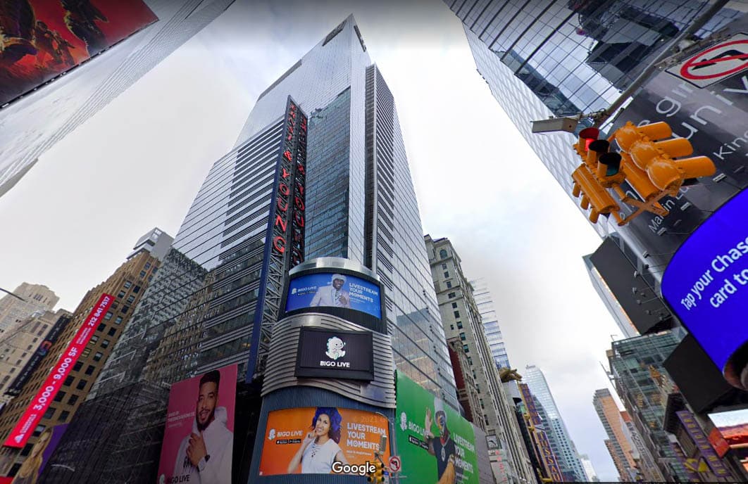 A skyscraper situated at 5 Times Square, an iconic landmark in the heart of Midtown Manhattan.