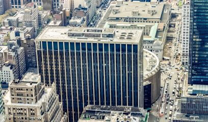 NYC Cityscape with Penn Station, focal point of Vornado Realty Trust's real estate portfolio.