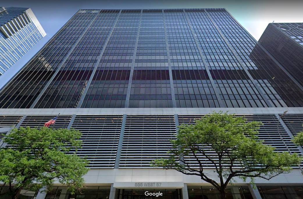 A Class A office building located at 555 West 57th Street in Midtown Manhattan, New York City.