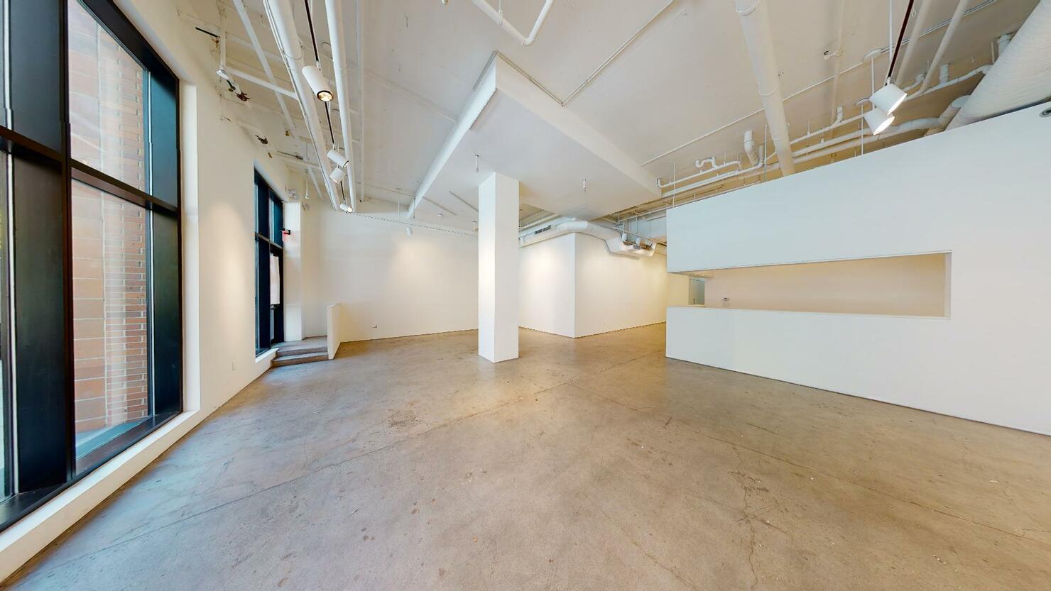 Move-in condition gallery space with 15 feet ceilings on 540 West 28th Street, Manhattan.