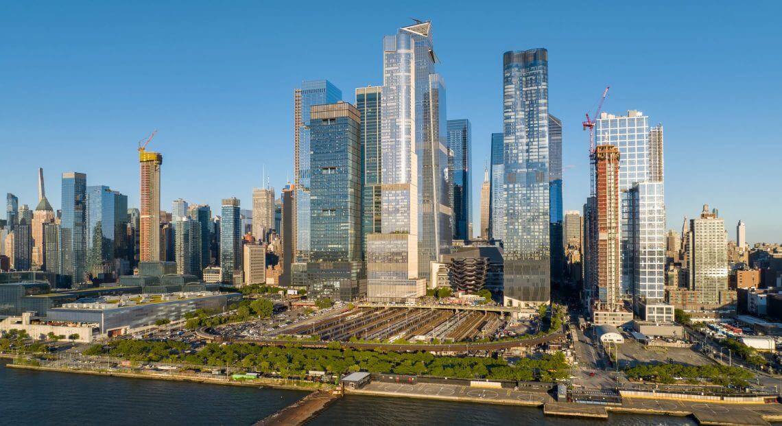 Iconic Hudson Yards, epitomizing Manhattan's evolving landscape of commercial real estate.