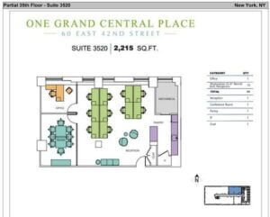 Floorplan of a mid-sized office space in Midtown NYC
