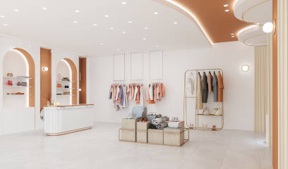 Opulent NYC clothing boutique showcases high-end fashion and accessories."