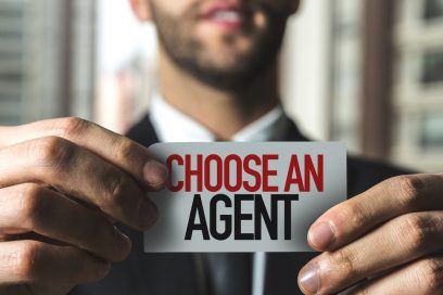NYC Commercial Real Estate Agent Guides with 'Choose an Agent' Sign.
