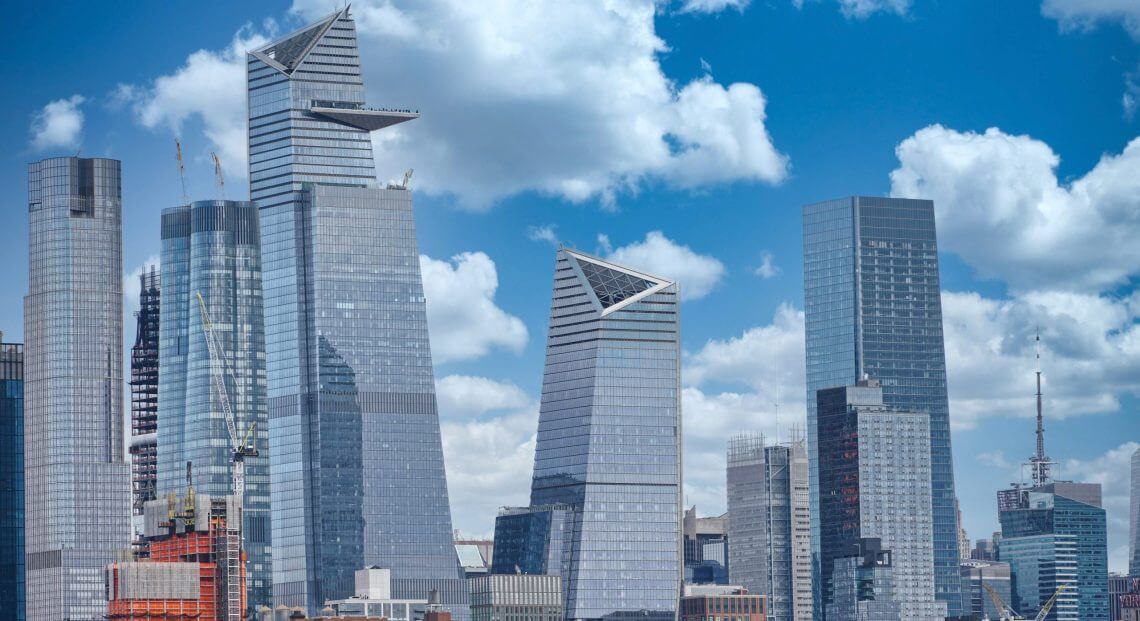 Hudson Yards skyline, iconic Midtown Manhattan development.