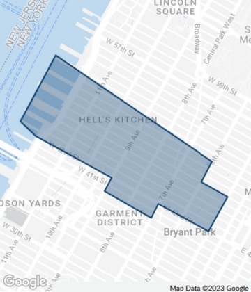 A map of the Times Square/West Side in Midtown Manhattan, New York City