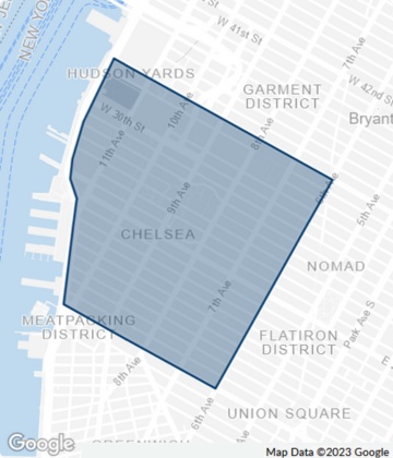 Map of the Chelsea neighborhood located in Manhattan, New York City.