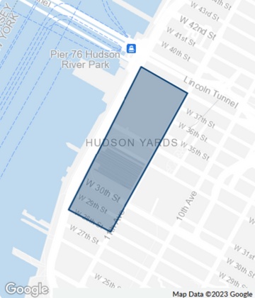 Map of Hudson Yards, Midtown, Manhattan, New York City