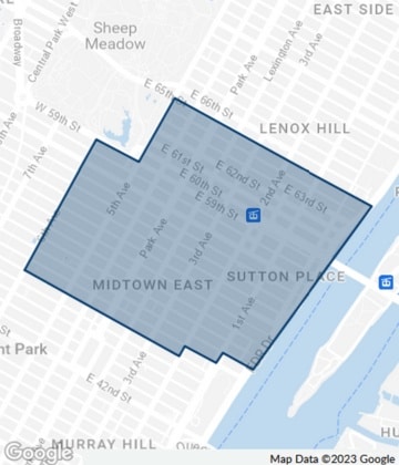 Map of The Plaza District, NYC: Prime office space rental submarket