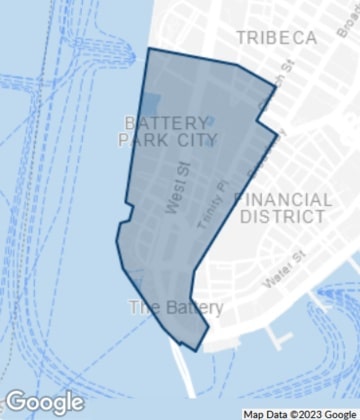 Map of Lower Manhattan's WTC & World Financial Center: highlighting class A office towers.