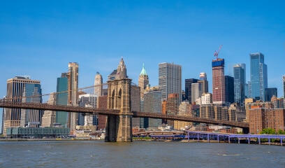 A view of Lower Manhattan, highlighting financial incentives for commercial real estate relocation.