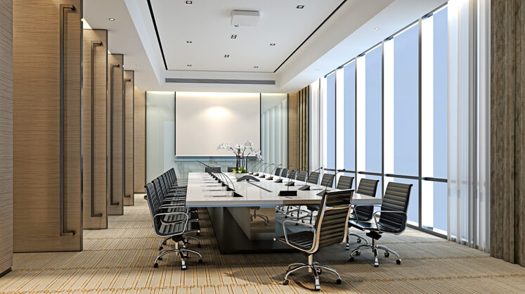 Spacious, luxurious boardroom with a view