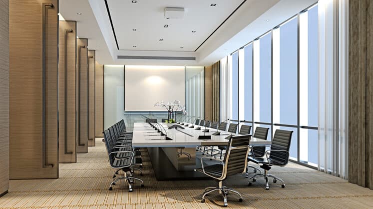 Spacious, luxurious boardroom with a view