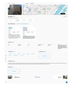 Building detail page in ScoutSpace combining photos, amenities, and suite info in one view.